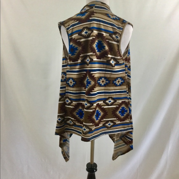 | Aztec Print High Low Open Vest BOHO - Picture 2 of 4